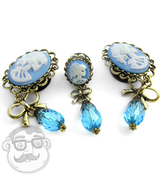 Blue Skeleton Goddess Dangle Plugs - Mrs Treak