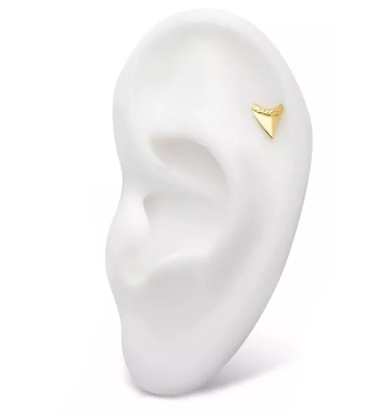 14kt Gold Shark Tooth Threadless Top - Mrs Treak