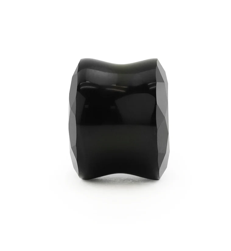 Black Faceted Agate Plugs - Mrs Treak