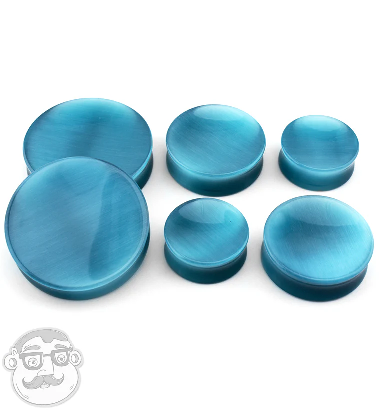 Turquoise Cat's Eye Glass Plugs - Mrs Treak