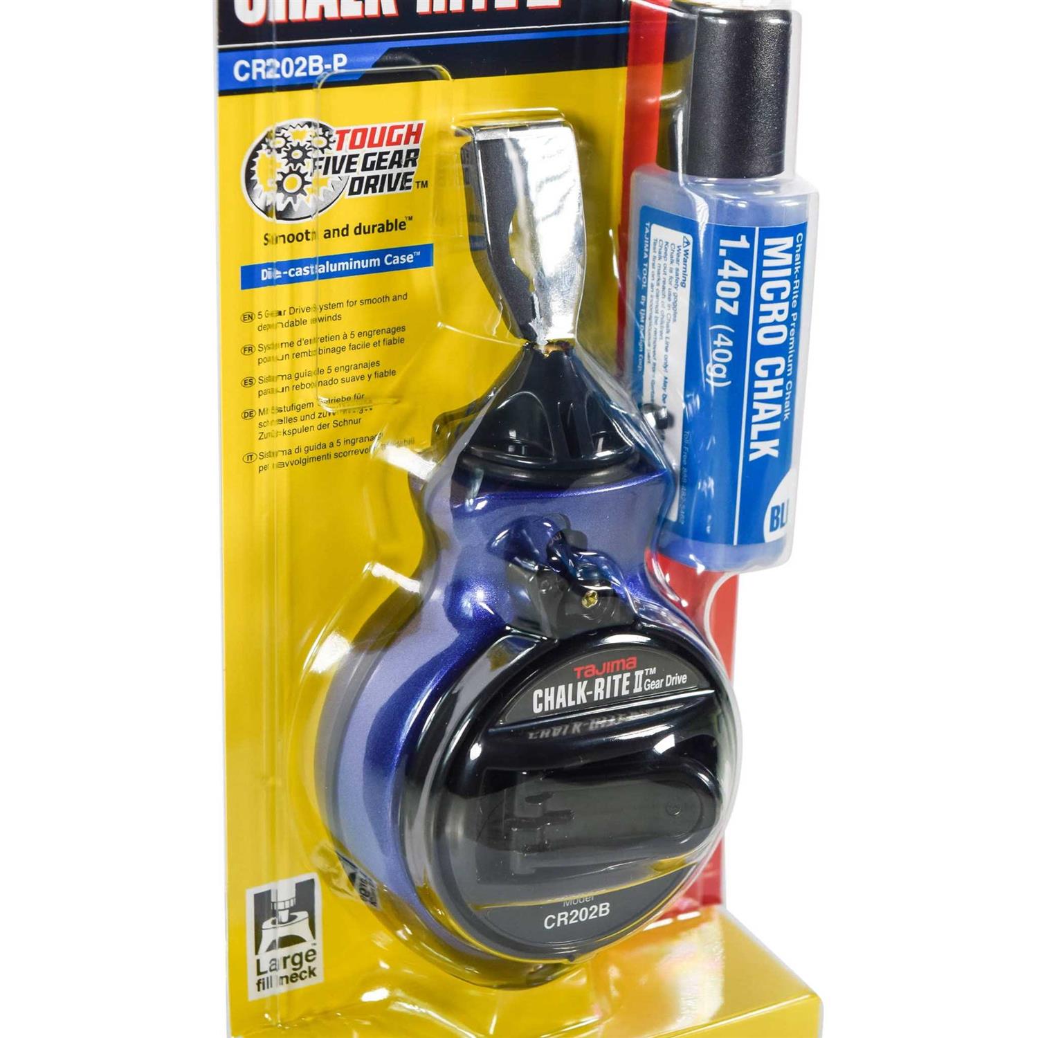 Tajima Chalk Line Chalk-Rite Jam Free Special Edition Chalk Line with Extra Bold 1mm Snap Line & Five Gear Quick Retrieval CR301JF-CP - MT - Mrs Treak