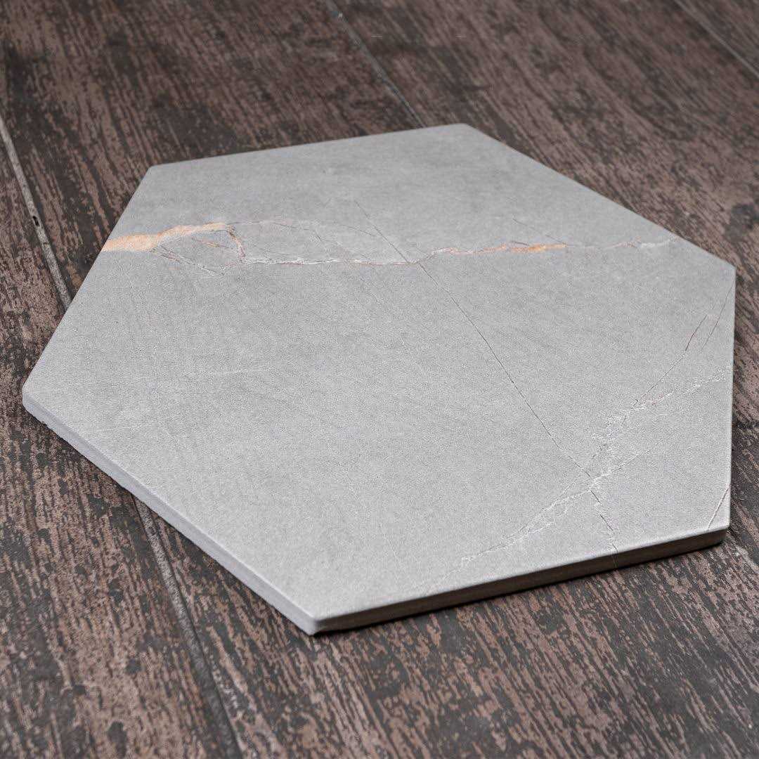 MOLOVO Elegance Gray Hexagon 7.7 in. x 8.9 in. Matte Porcelain Marble look Floor and Wall Tile - MT - Mrs Treak
