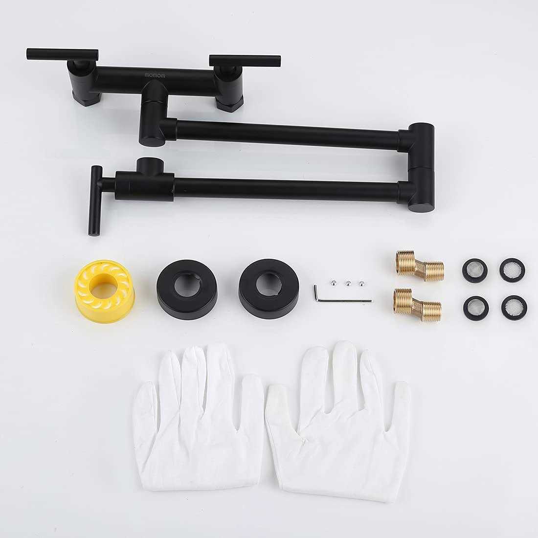 WOWOW Double Handle Wall-Mount Pot Filler Kitchen Faucet 2311100 - MT - Mrs Treak