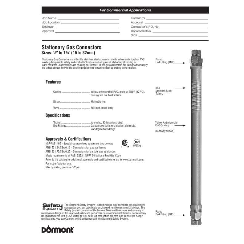 Dormont 1650KIT48 Gas Connector Kit - MT - Mrs Treak