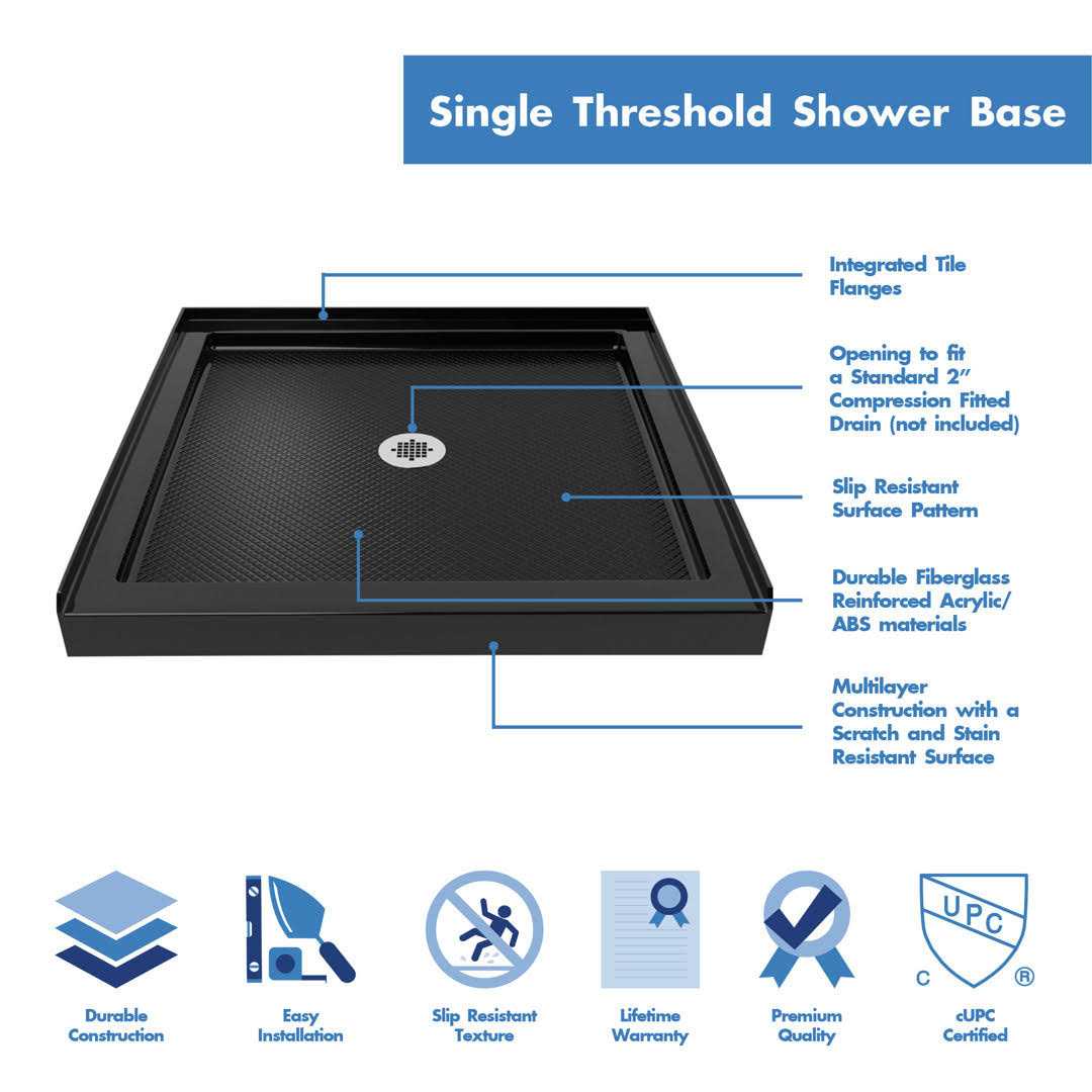 DreamLine DLT-1132320-88 SlimLine 32 x 32 Single Threshold Shower Base - MT - Mrs Treak