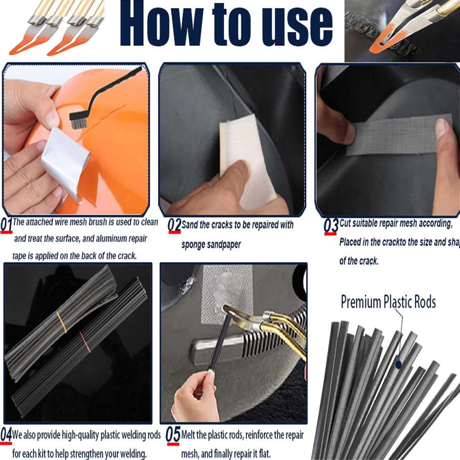 Upgraded 150W Plastic Welder Bumper Repair Kit,2-in-1 Plastic Welding Kit 800PCS Hot Staples & 30pcs Plastic Welding Rods,Hot Stapler Plastic Repair - MT - Mrs Treak