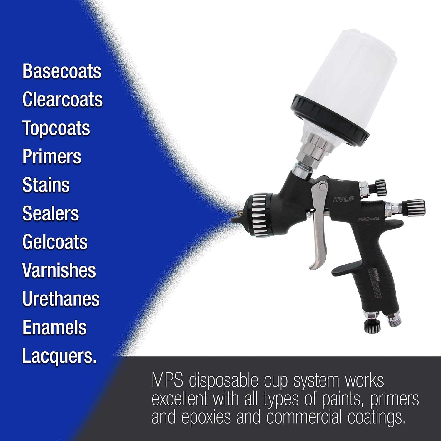 Master Paint System MPS Disposable Paint Spray Gun Cup Liners and Lid System - MT - Mrs Treak