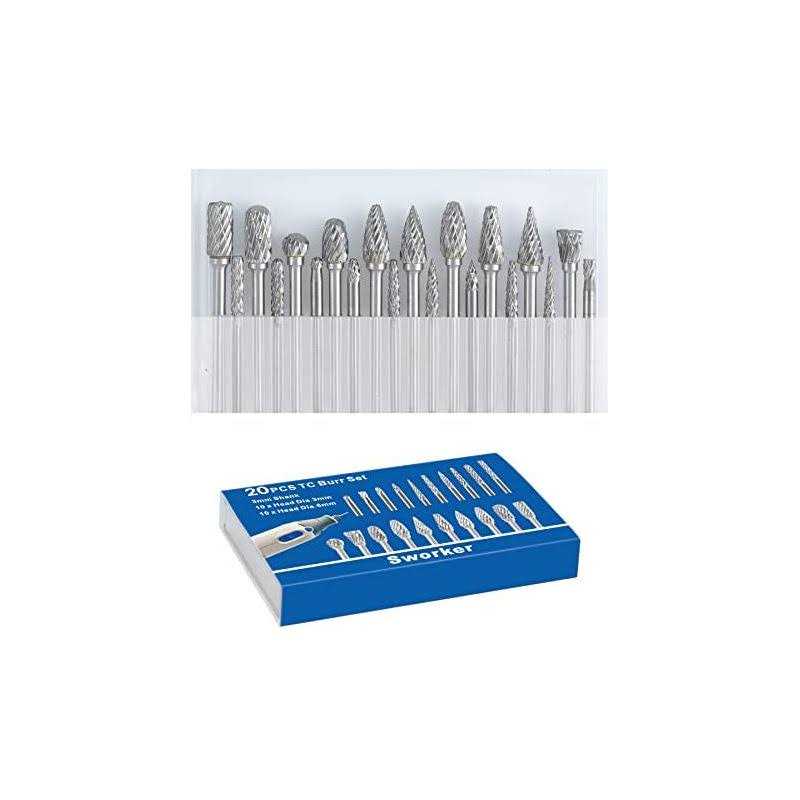 Sworker Carbide Burr Set Compatible with Dremel 1/8 Shank 10PCS Die Grinder Rotary Tool Rasp Bits Wood Carving Accessories Attachments Cutting - MT - Mrs Treak