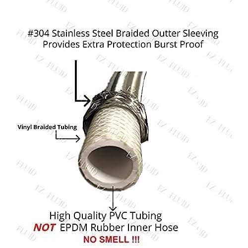 EZ-Fluid Plumbing 3/8 Male Compression To 3/8-Inch Female Comp. Stainless Steel Braided Faucet Connector Line Extension - MT - Mrs Treak