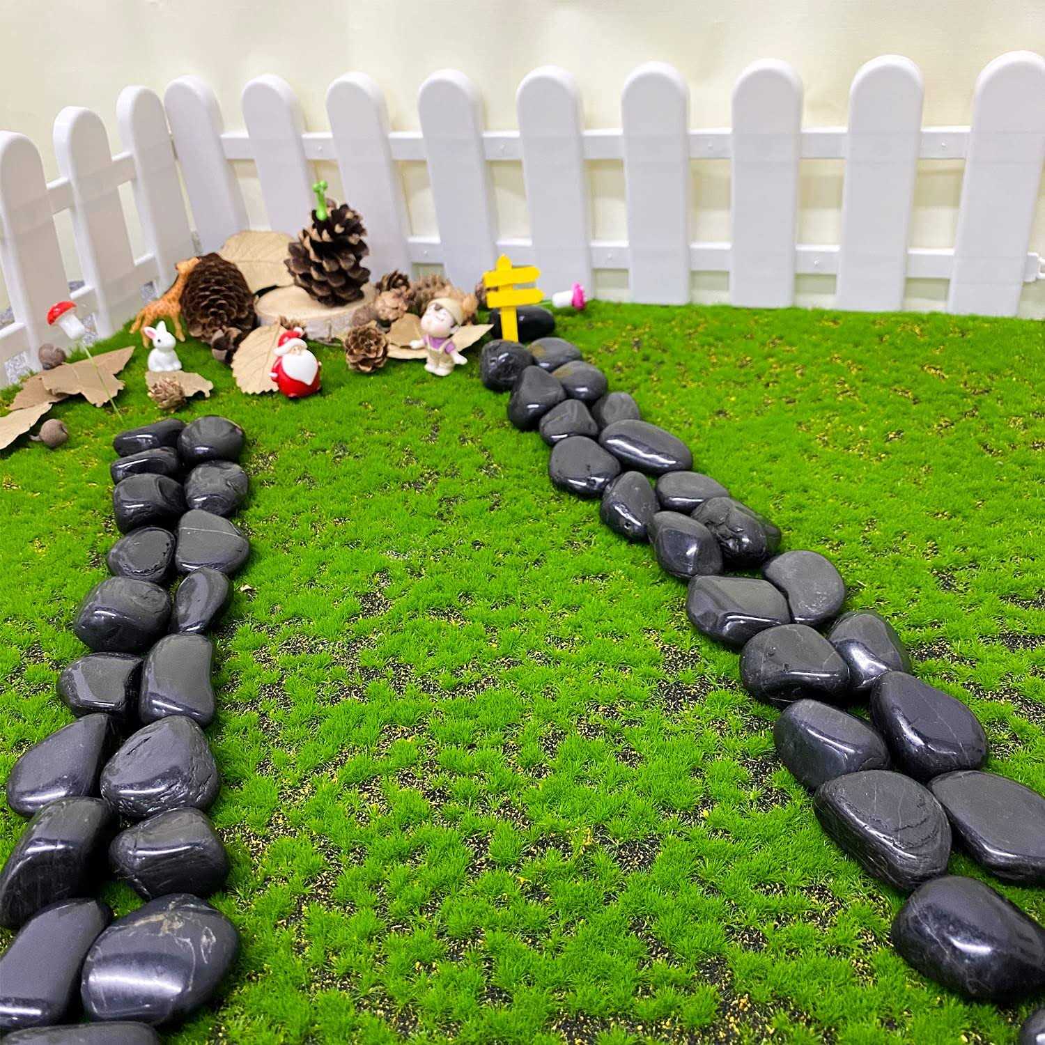 FANTIAN Natural Polished Black River Rocks Decorative Black Pebbles for Indoor Plants - MT - Mrs Treak