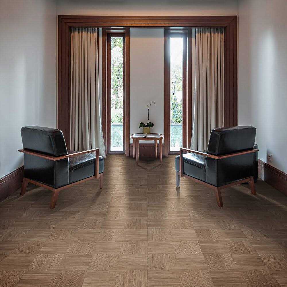 Perfection Floor Tile Parquet Satin 0.05-mil x 20-in W x 20-in L Water Resistant Interlocking Luxury Vinyl Tile Flooring - MT - Mrs Treak
