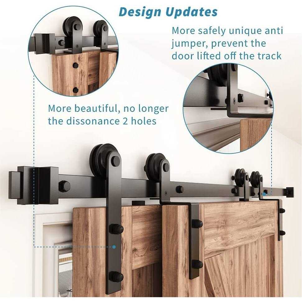 WINSOON Single Track Bypass Sliding Barn Door Hardware Kit for Double Doors Low Ceiling - Mrs Treak