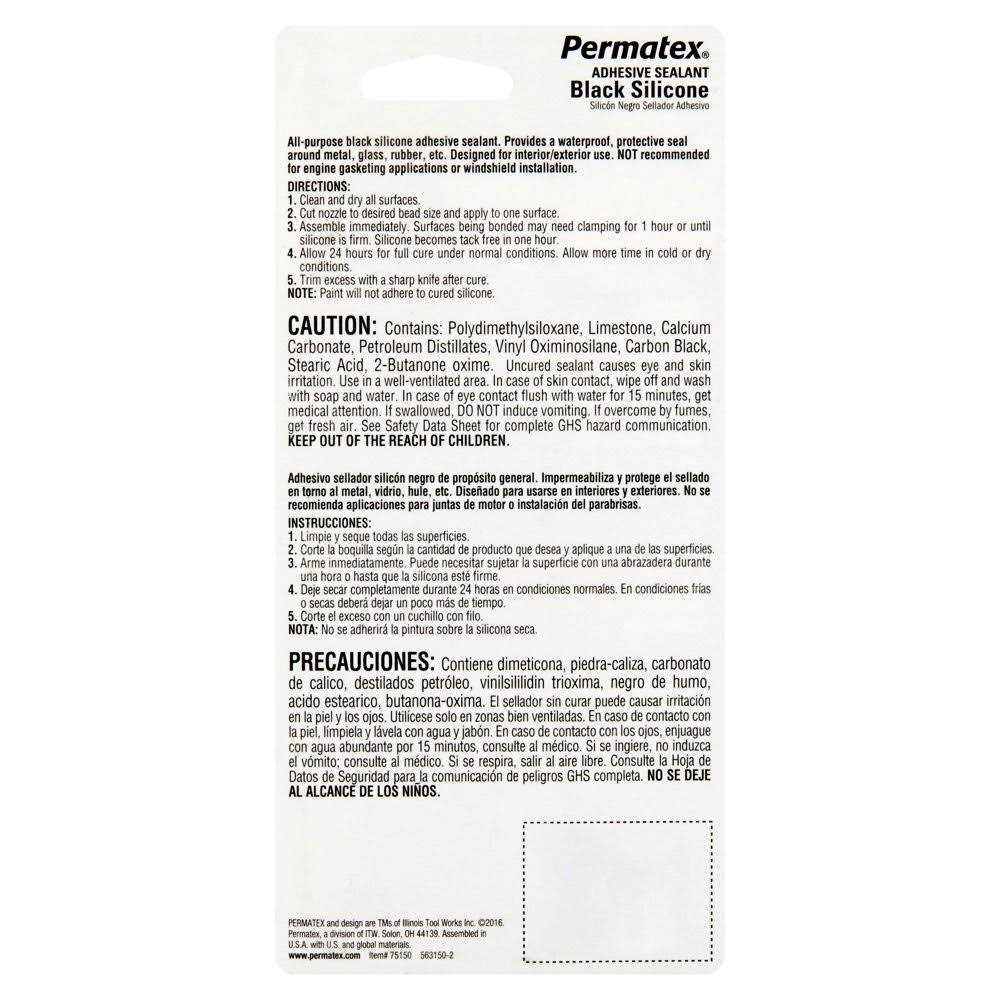 Permatex 81158 Black Silicone Adhesive Sealant - MT - Mrs Treak