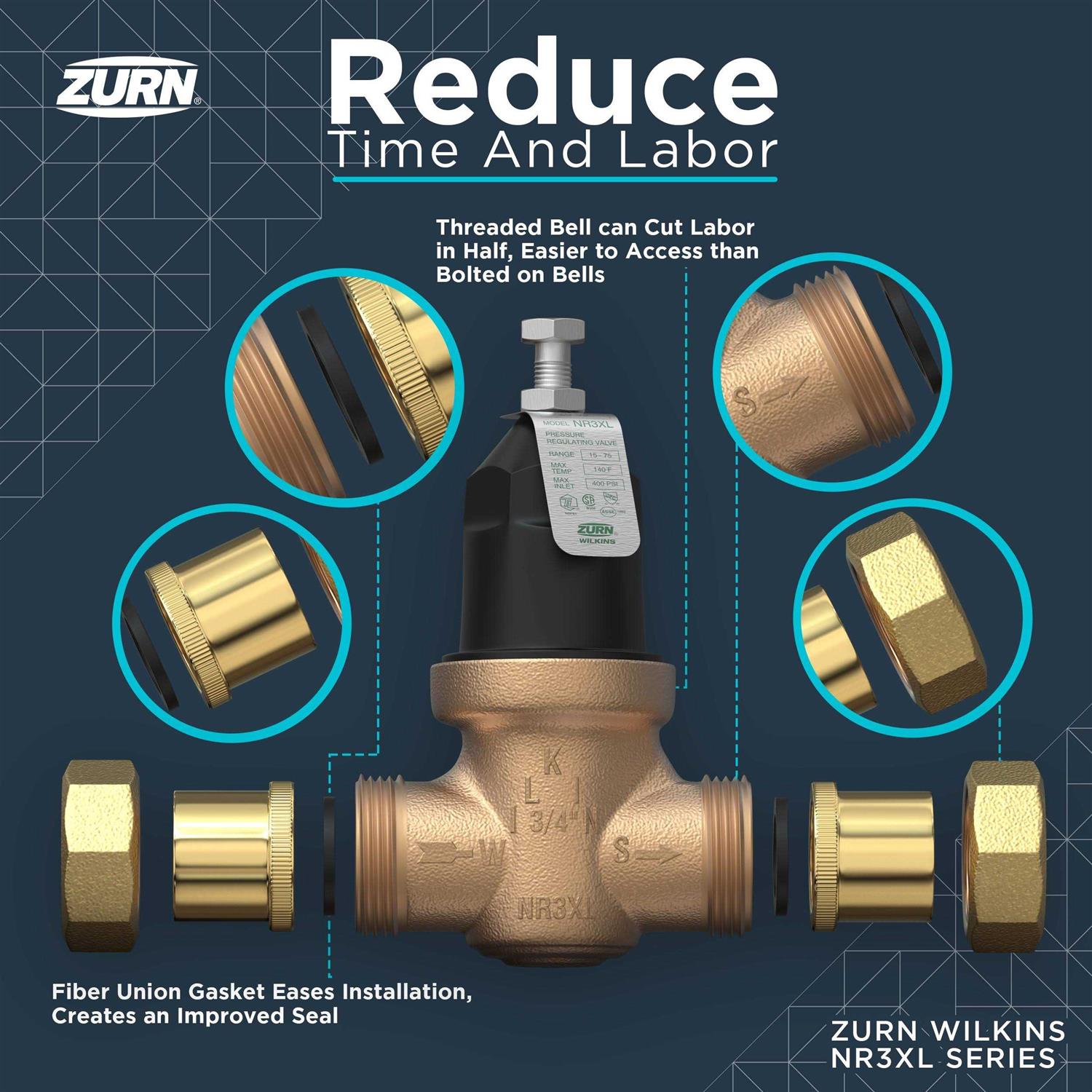 Zurn 3/4 in. 70XL Pressure Reducing Valve 34-70XL - MT - Mrs Treak