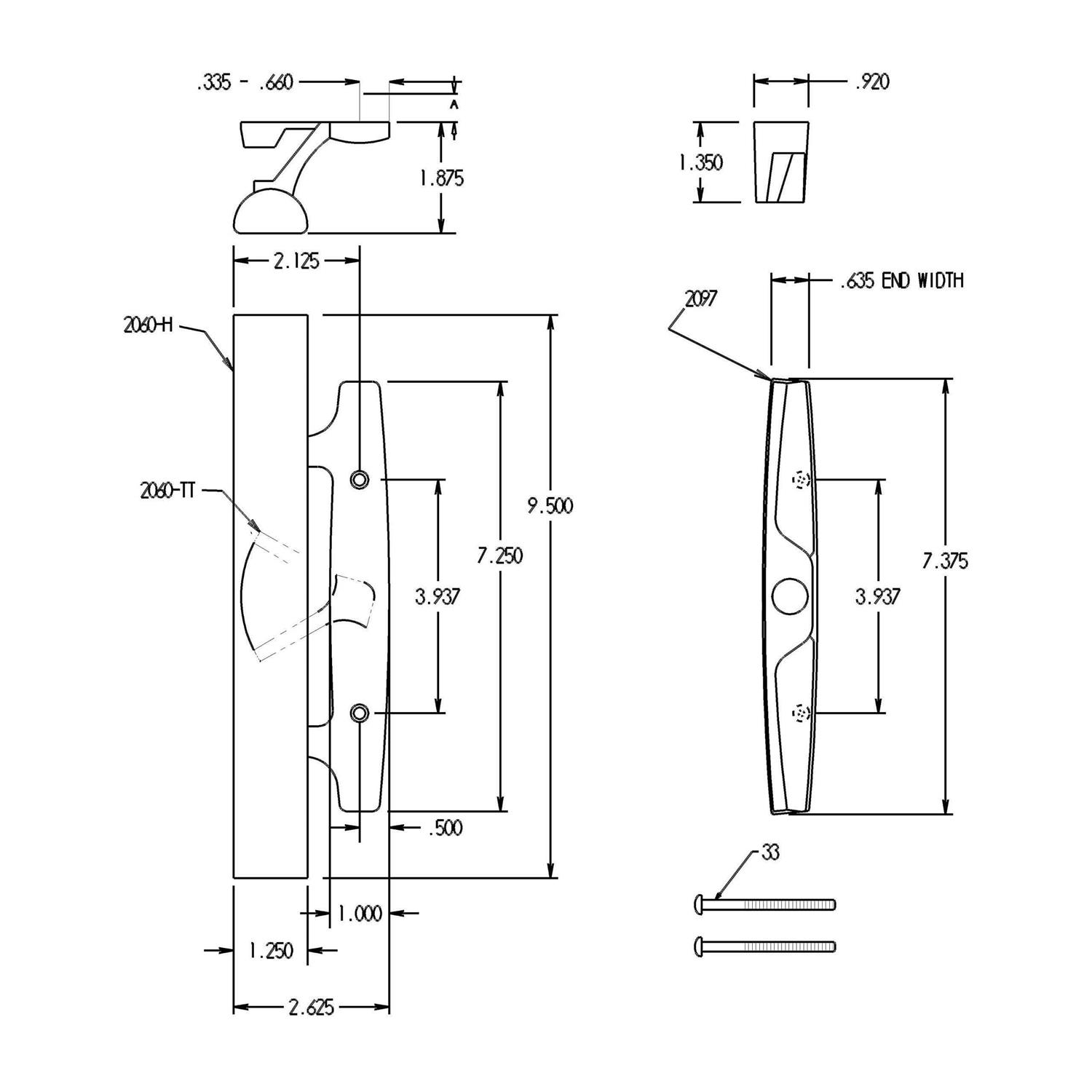 FPL #3-45-S Sliding Glass Door Replacement Mortise Lock with Adapter Plate - MT - Mrs Treak