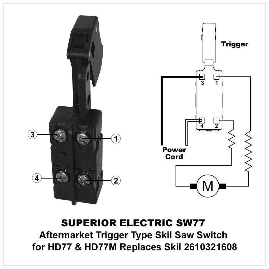Superior Electric SW77 Aftermarket Trigger Switch Replaces Skil 2610321608 - MT - Mrs Treak