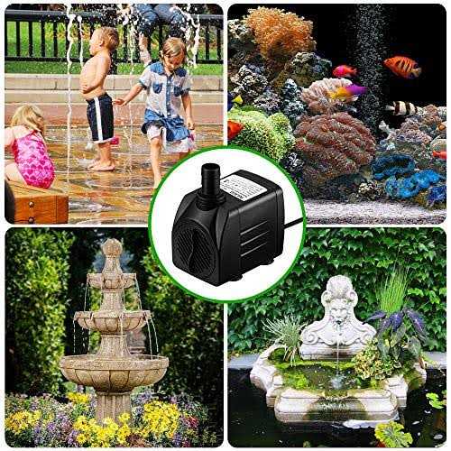 PULACO 10Watt 160GPH Submersible Fountain Pump wiht LED Light for Water Feature - MT - Mrs Treak
