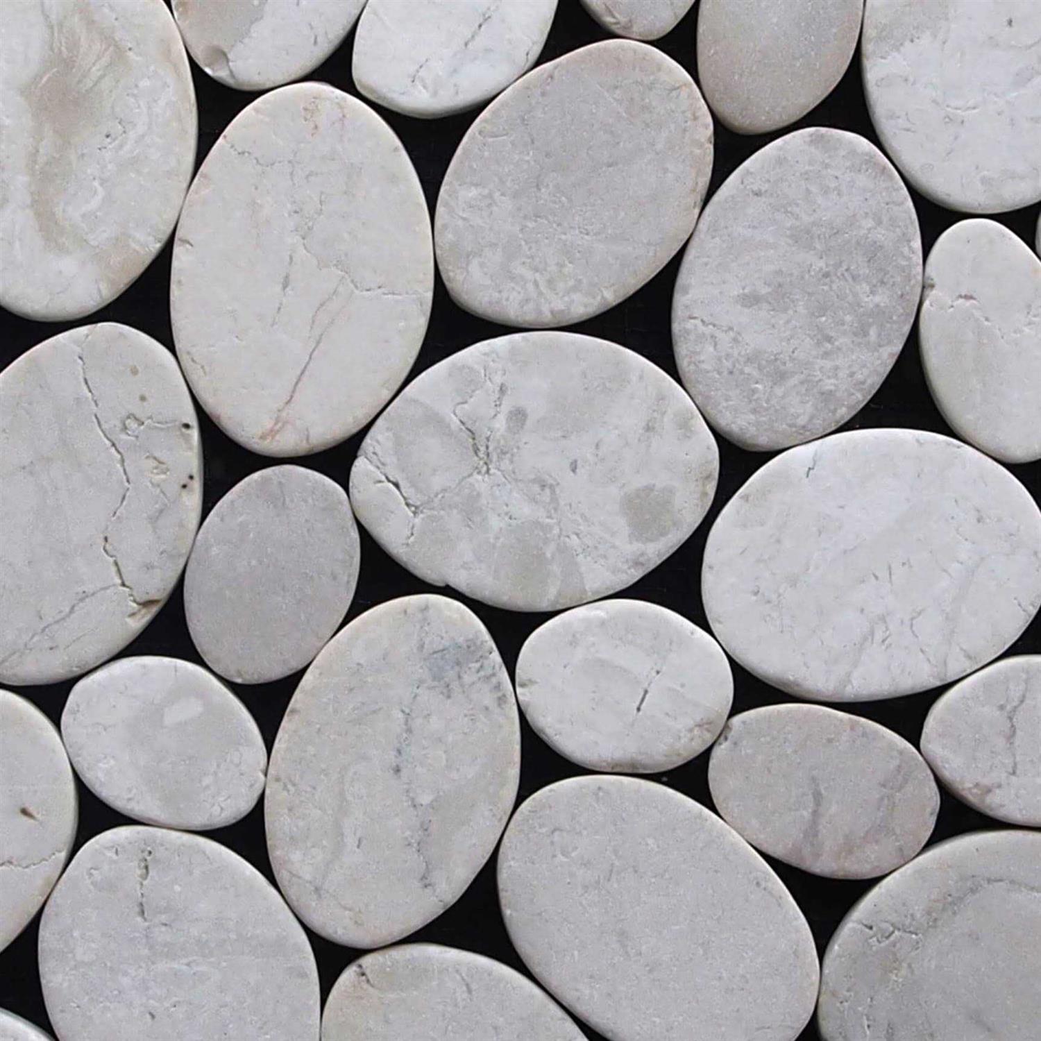 Tile Connection Fit Tile White 11 in. x 11 in. x 9.5 mm Indonesian Marble Mesh-Mounted Mosaic - MT - Mrs Treak