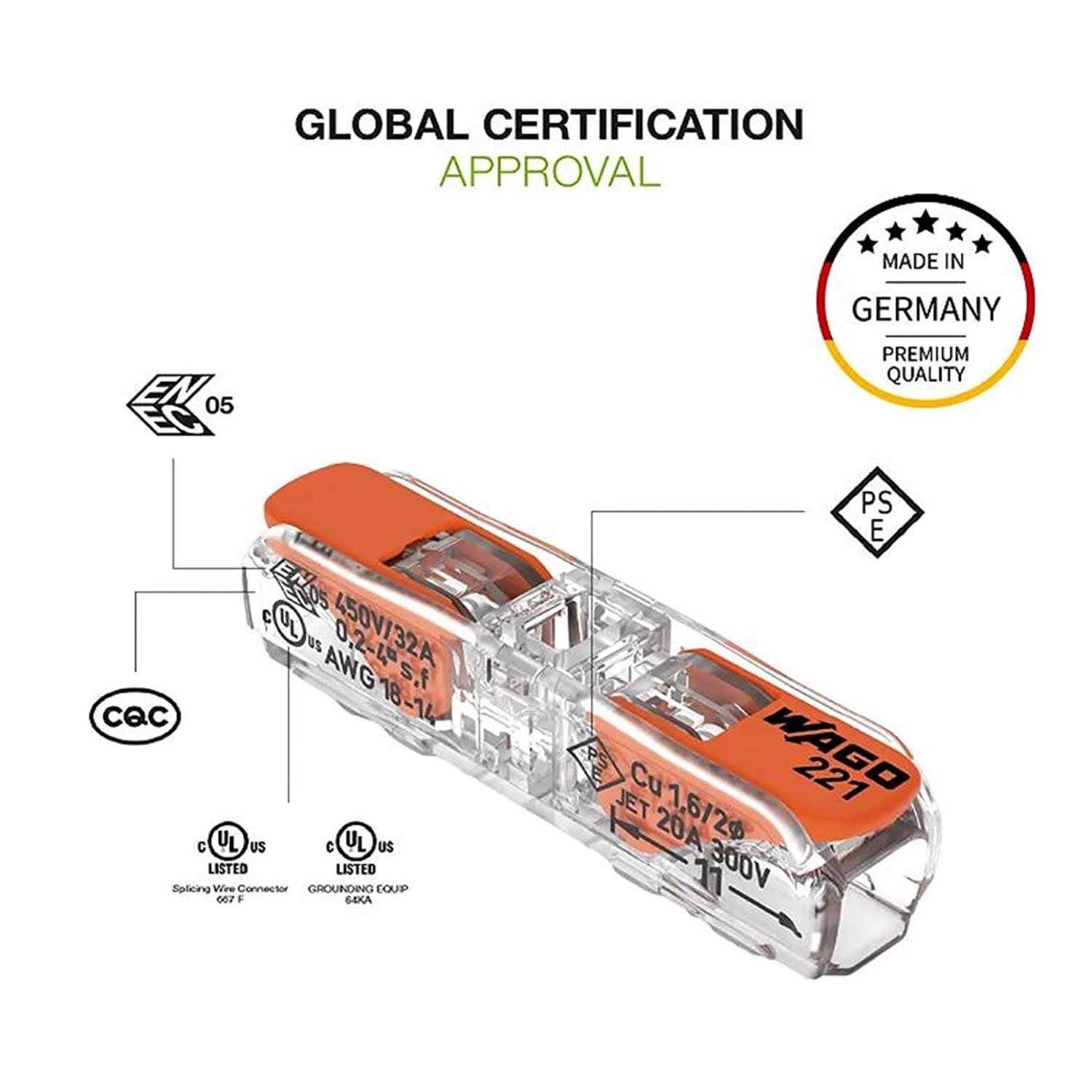 WAGO 221-2401 Lever-Nuts Inline 2 Wire Splicing Connectors - MT - Mrs Treak