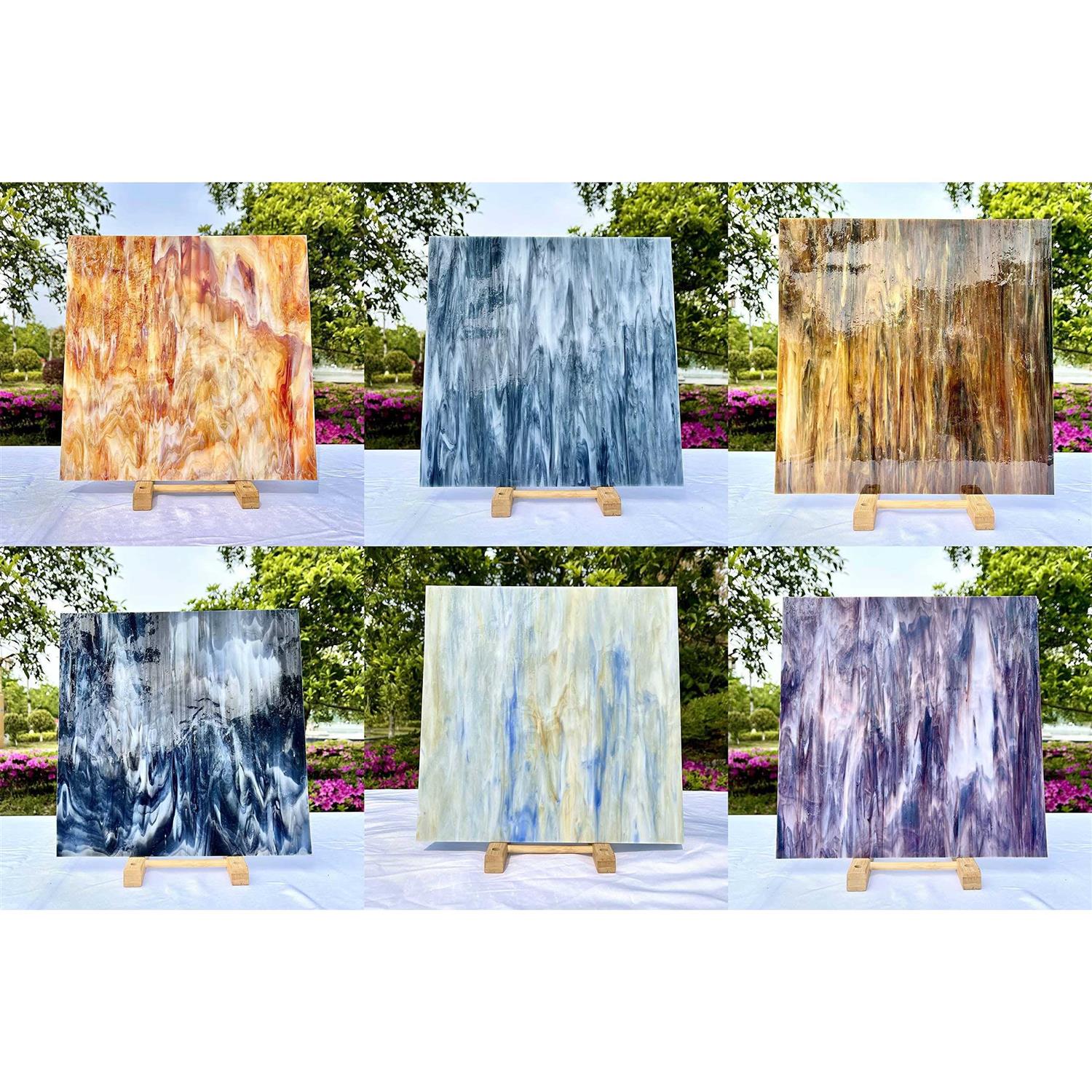 Unicoshape Stained Glass Sheets 12 x 12, Mosaic Glass 6-Pack, Colorful Cathedral Art and Crafts Sheets for DIY Hobbyists and Projects - MT - Mrs Treak