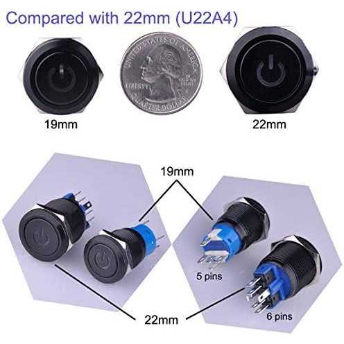 Ulincos Latching Pushbutton Switch U19C1 1NO1NC SPDT ON/Off Black Metal Shell - MT - Mrs Treak