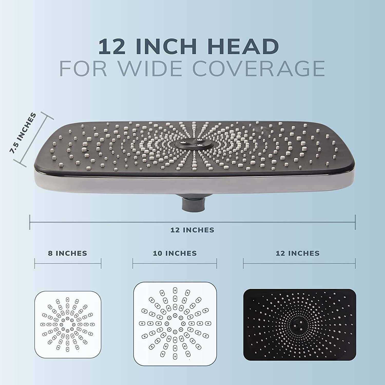Veken 12 Inch High Pressure Rain Shower Head -Shower Heads with 5 Modes Handheld Spray Combo - MT - Mrs Treak