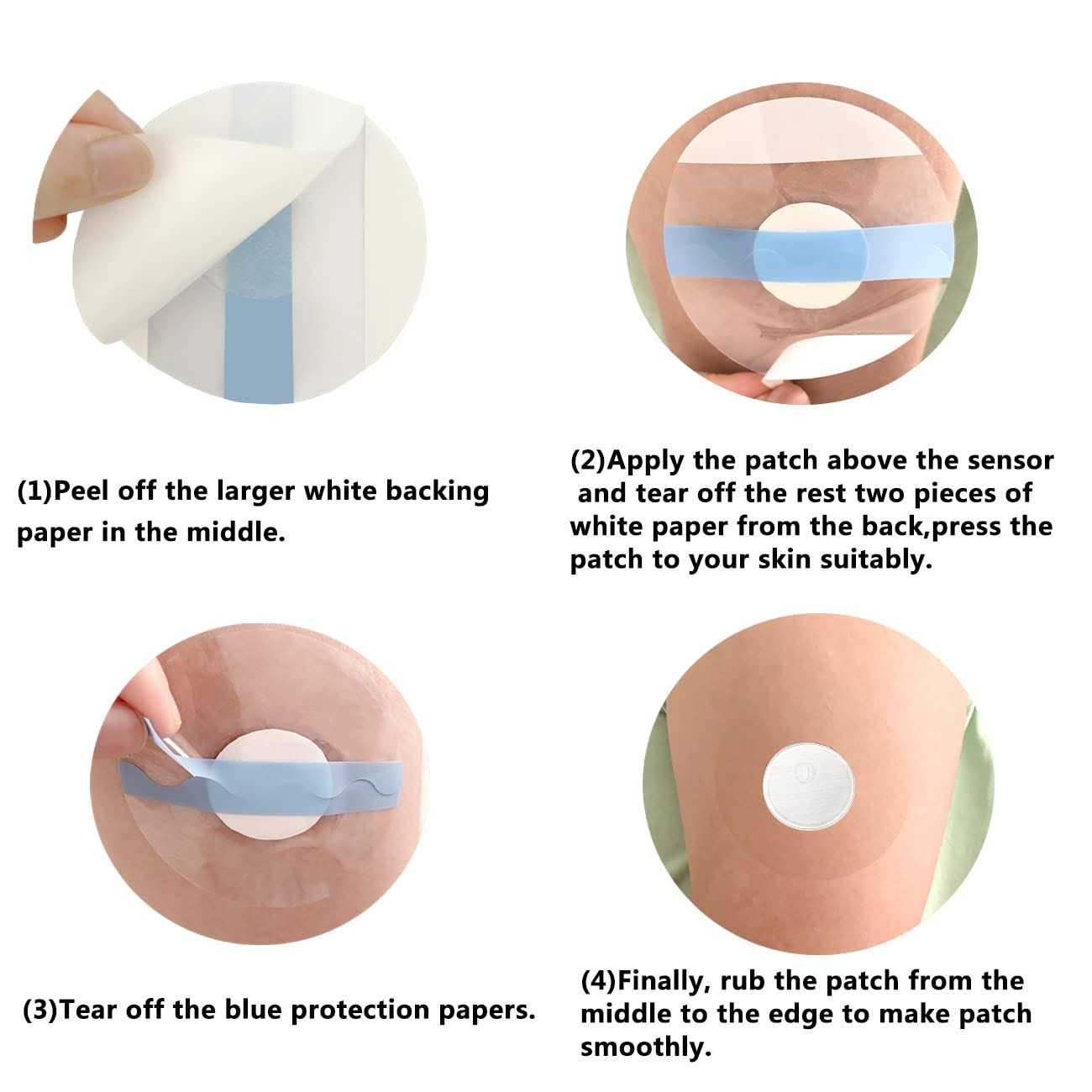 Freestyle Sensor Covers for Libre 1/2/3 Adhesive Patches,Transparent Tape Lasting Hole-HECHUAN - MT - Mrs Treak