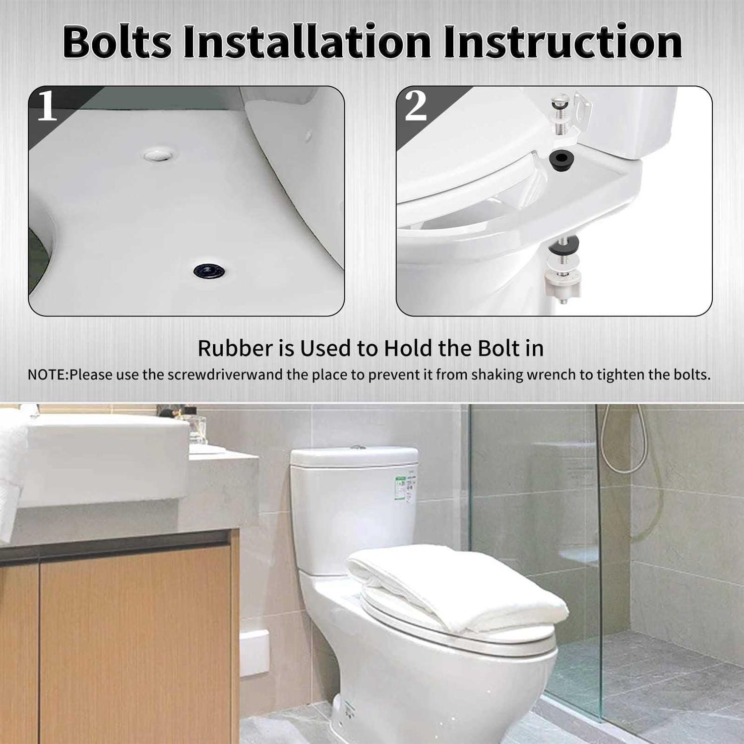 Universal Toilet Seat Hinge Bolts, Waterproof Stainless And Rubber - MT - Mrs Treak