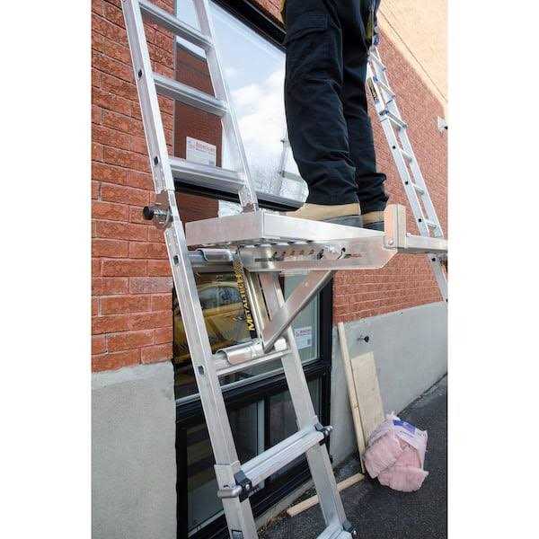 MetalTech 21.75 in. x 10 in. x 16.75 in. Aluminum Adjustable 2-Rung Ladder Jacks for Scaffold Extension Boards, Ladder or Plank - MT - Mrs Treak
