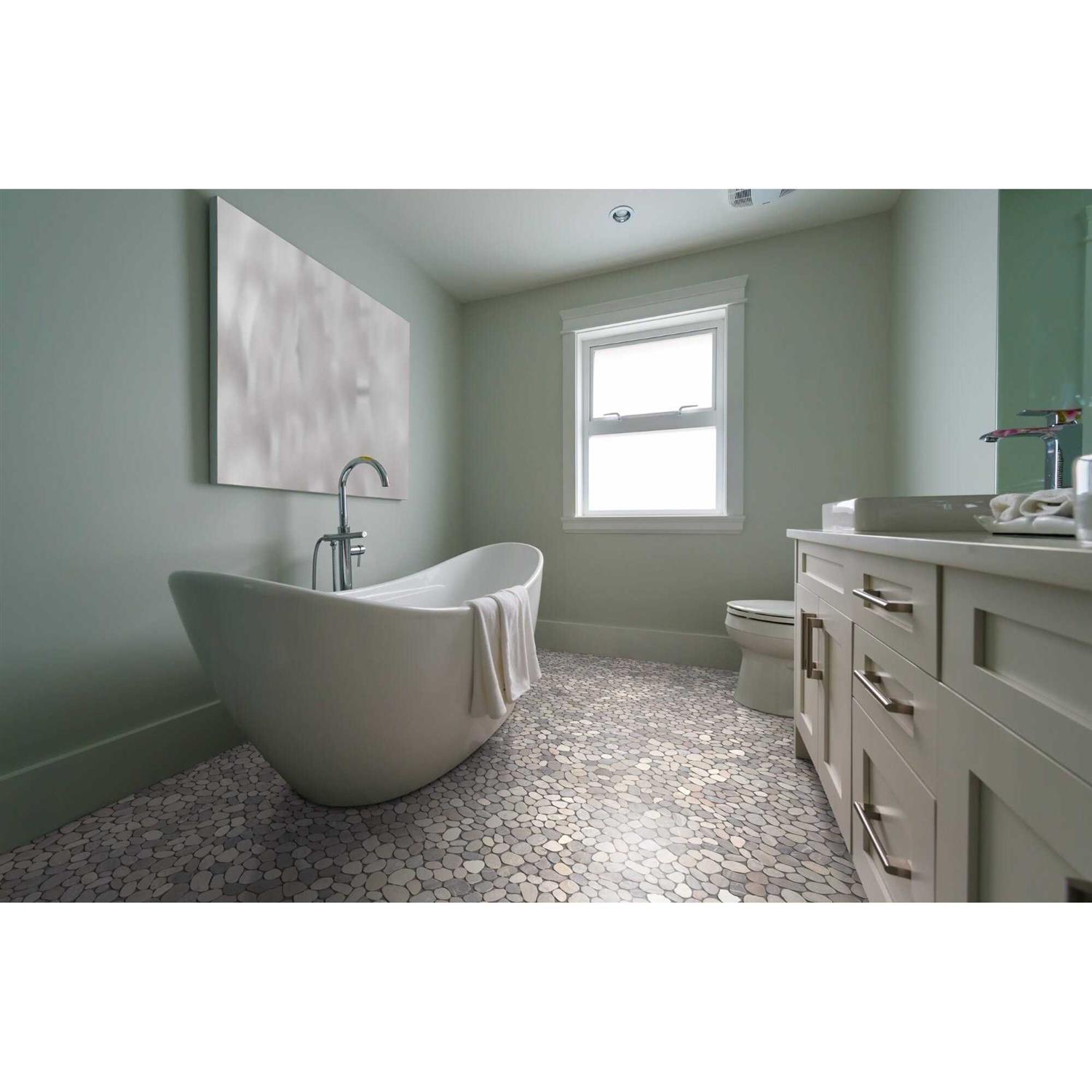 Tile Connection Sliced Pebble Grey 11-1/4 in. x 11-1/4 in. x Mesh-Mounted Mosaic Tile - MT - Mrs Treak