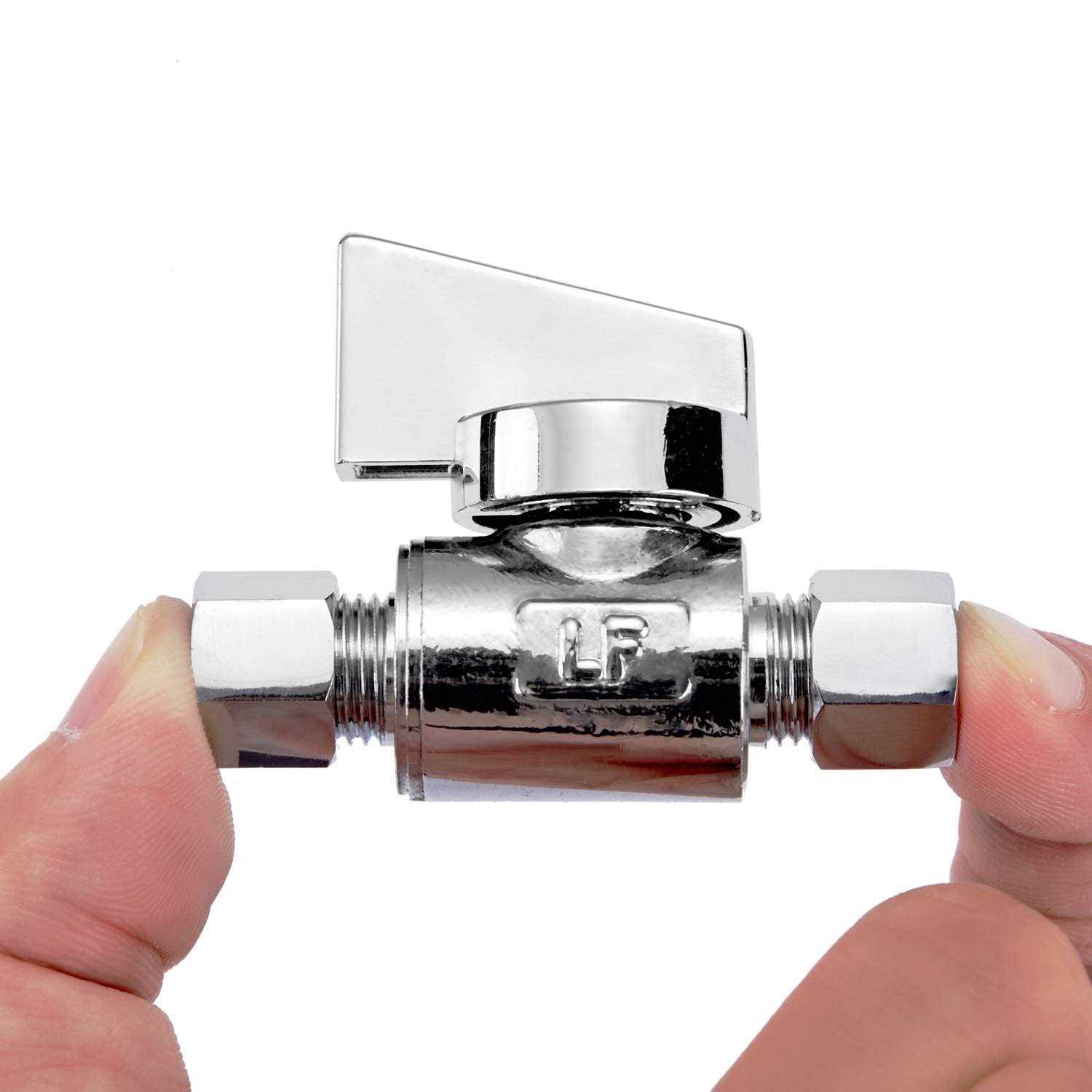 Minimprover 2 Pack Premium Brass 1/4 Compression x 1/4 Compression Angle Valve Quarter Turn Water Straight Angle Valve - MT - Mrs Treak