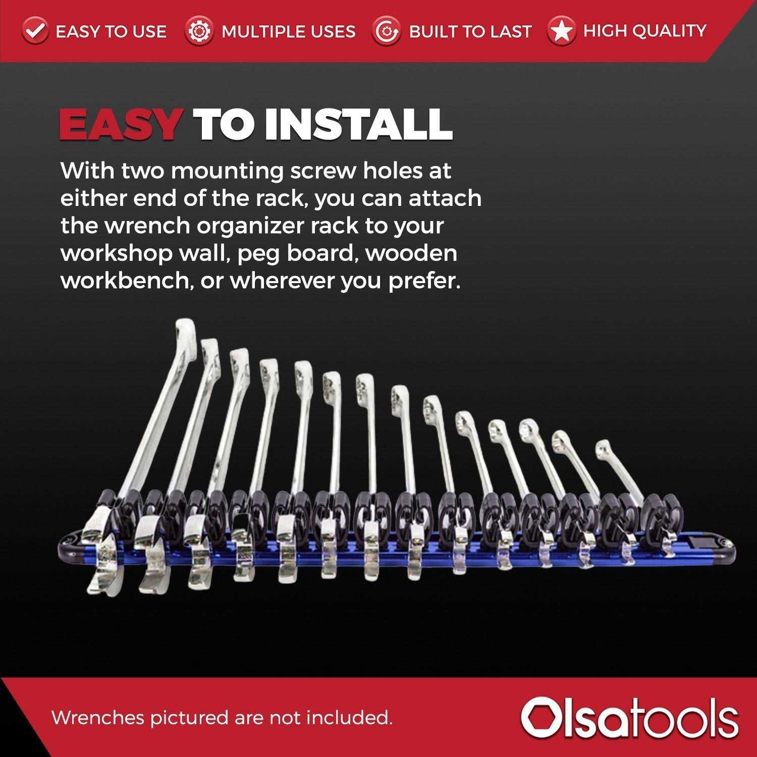 Olsa Tools Wall Mount Screwdriver Holder Black Nylon + Green Clips - MT - Mrs Treak