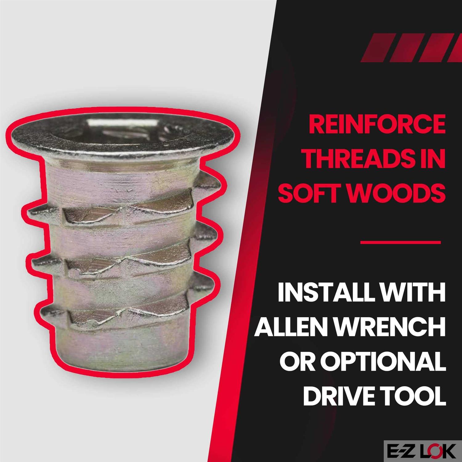 E-Z LOK Threaded Insert for Hard Wood Brass Thread Inserts - MT - Mrs Treak