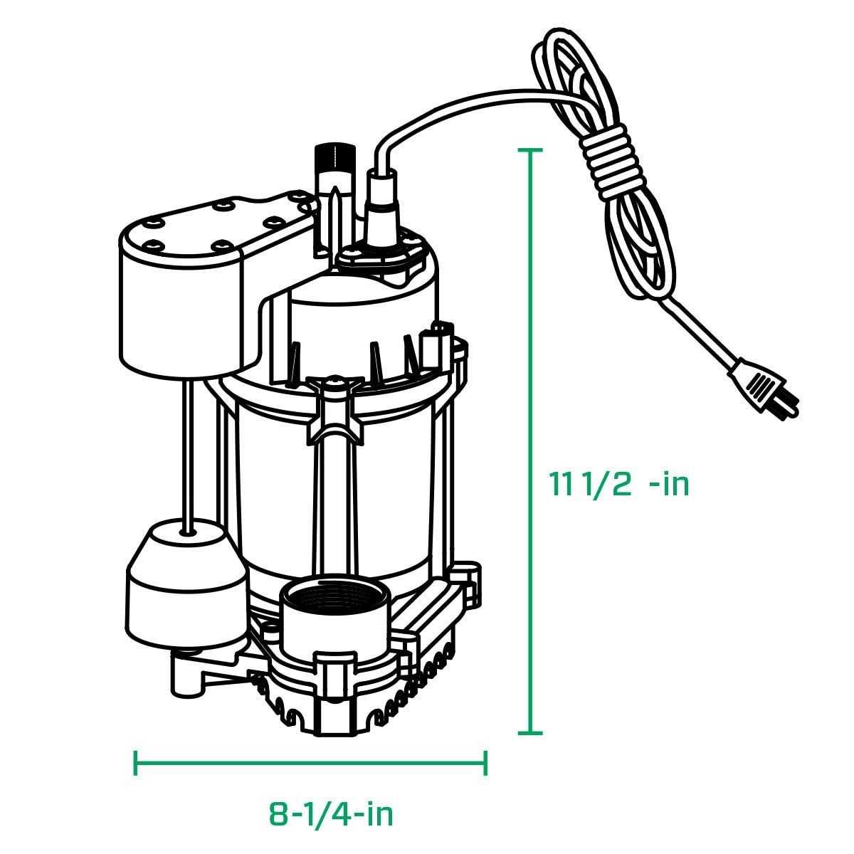 Zoeller 1/2 HP Cast Iron Automatic Sewage Pump 266-0005 - MT - Mrs Treak