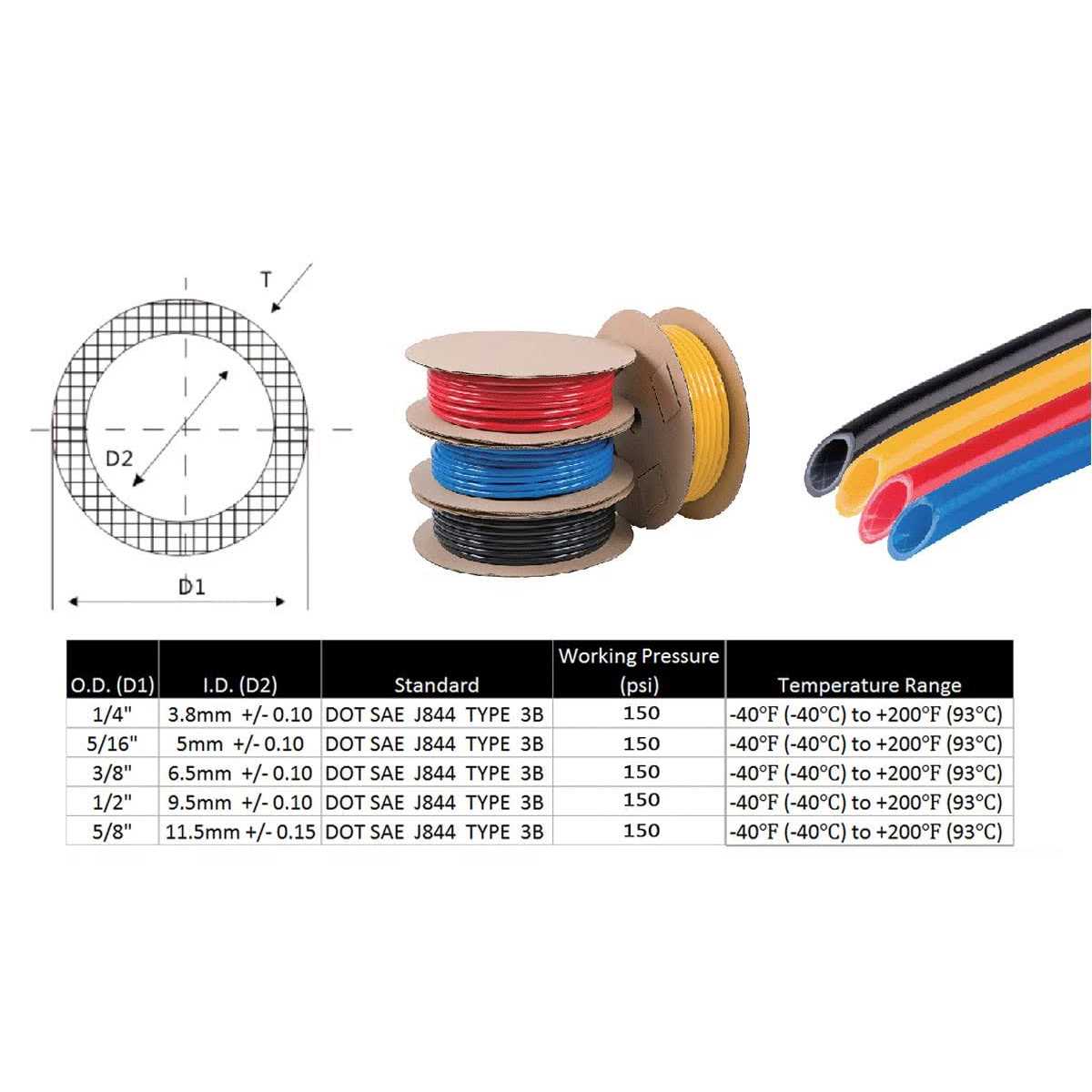 Mytee Products OD x 100′ SAE J844 Nylon Air Brake Tubing DOT Approved - MT - Mrs Treak