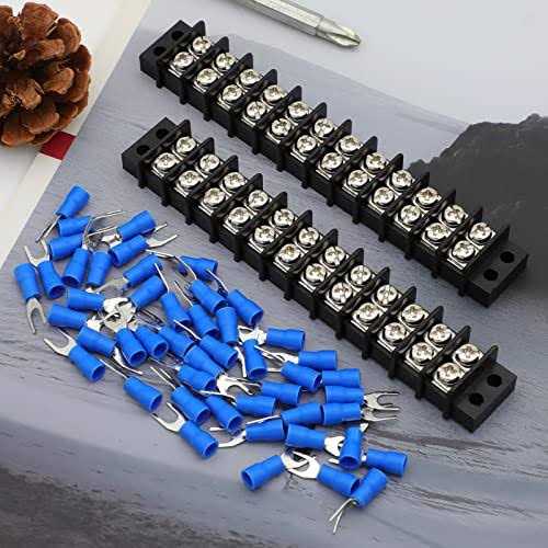 Terminal Block,2 Pack Circuits 20-30A 200v-450v Dual Row Screw Terminals Strip Heat Shrink Wire Connectors - MT - Mrs Treak