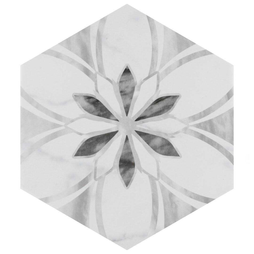 Merola Tile Classico Bardiglio Hex 7 x 8 Porcelain Patterned Wall & Floor Tile - MT - Mrs Treak