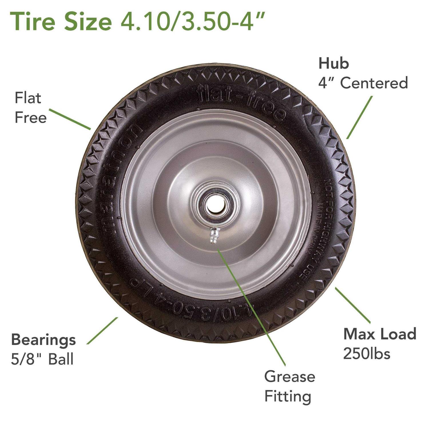 Marathon 10Inch Flat-Free Tire on Steel Wheel — 3.00-4 Tire 30070-NTE - MT - Mrs Treak