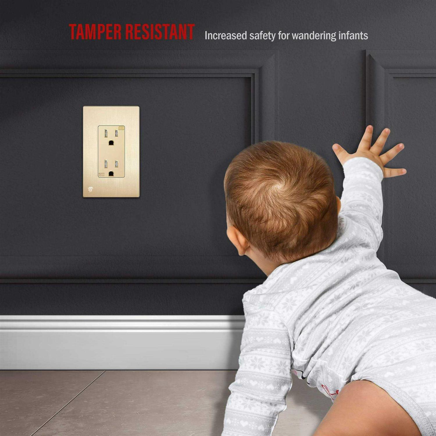Enerlites Elite Series Decorator Receptacle Outlet Child Safe Tamper-Resistant - MT - Mrs Treak