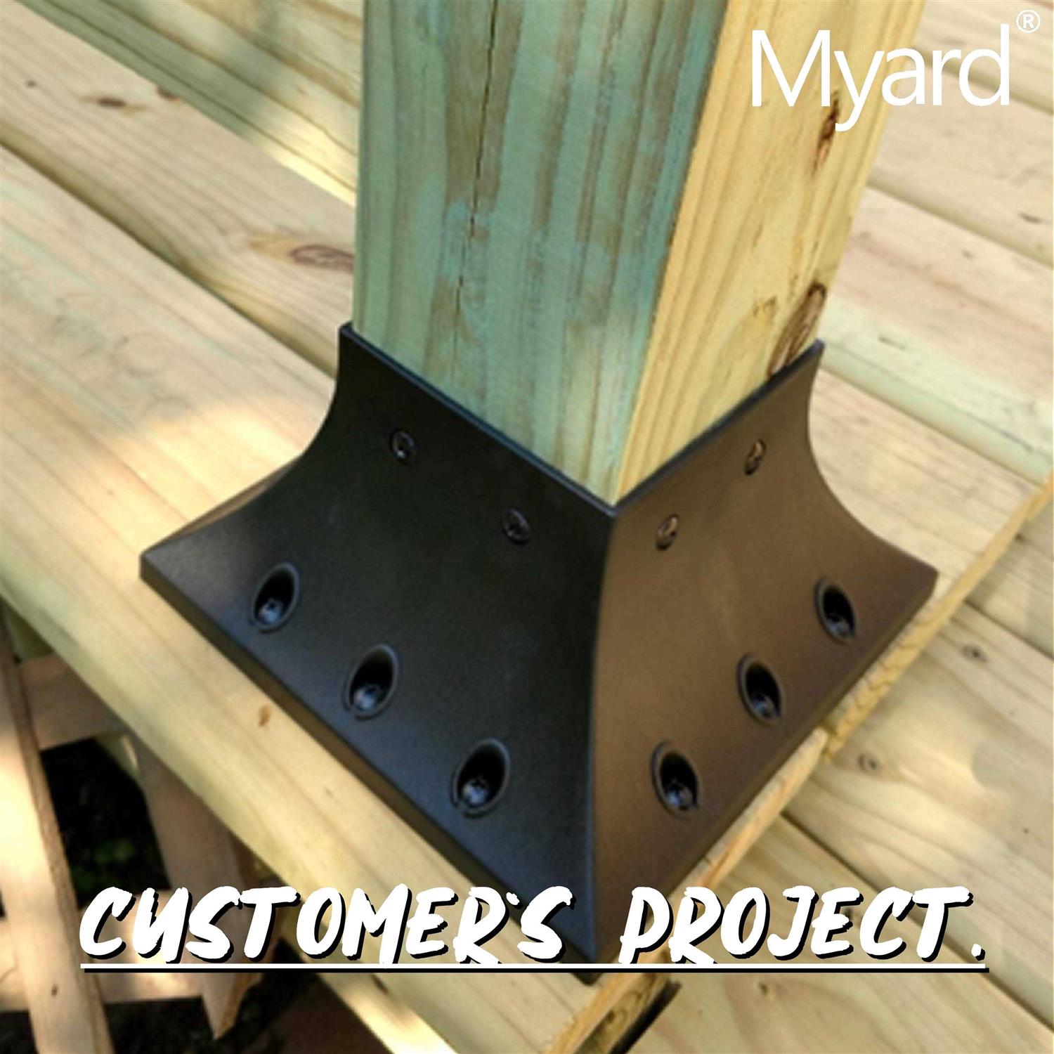 Myard Pnp114040 4×4 Inches Post Base Cover Skirt Flange with Screws for Deck Porch Handrail Railing Support Trim Anchor - MT - Mrs Treak
