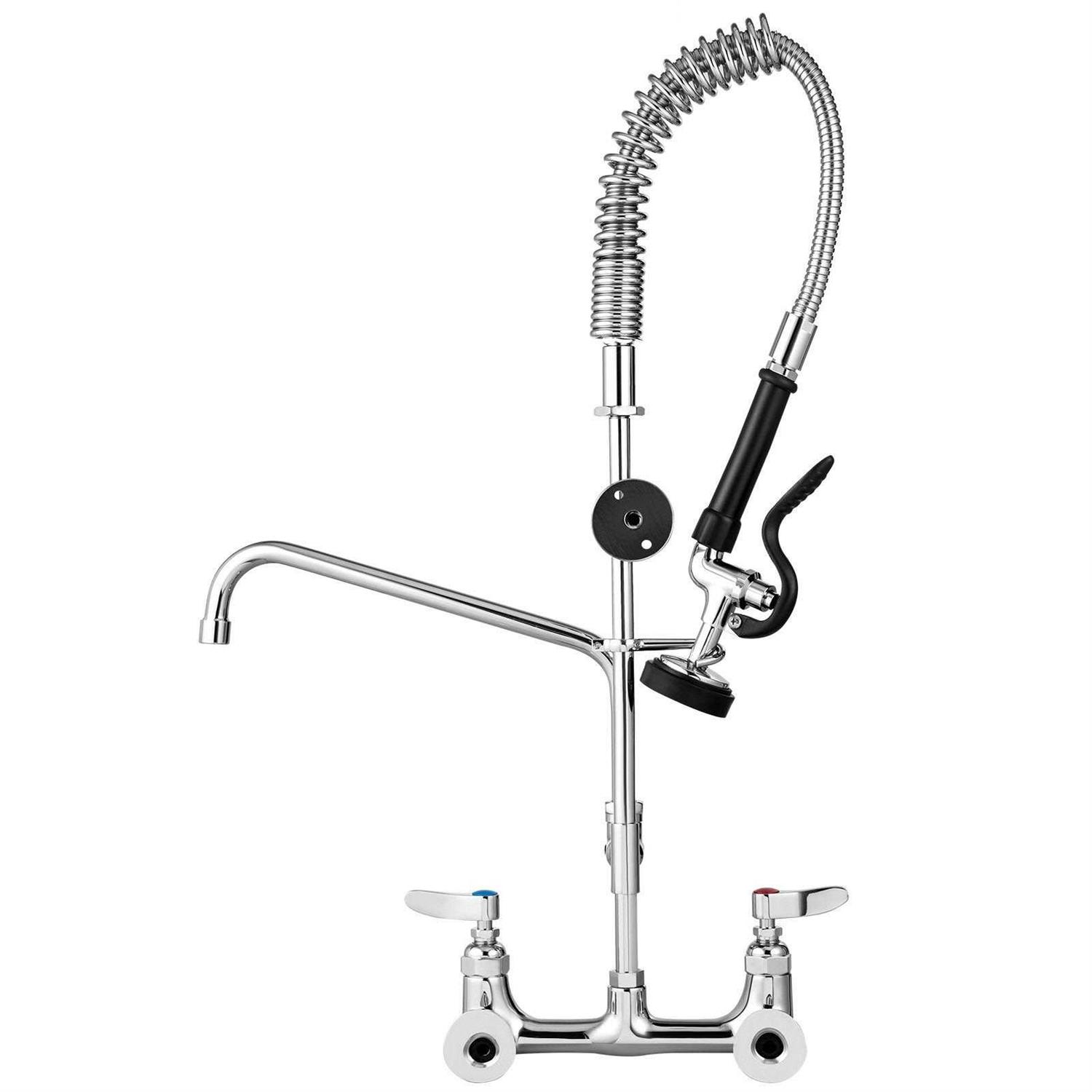 VEVOR Commercial Faucet Pre-Rinse with Sprayer 8 Adjustable Center Wall Mount Kitchen Faucet with 12 Swivel Spout QSYCKJJH83612AE8KV0 - MT - Mrs Treak