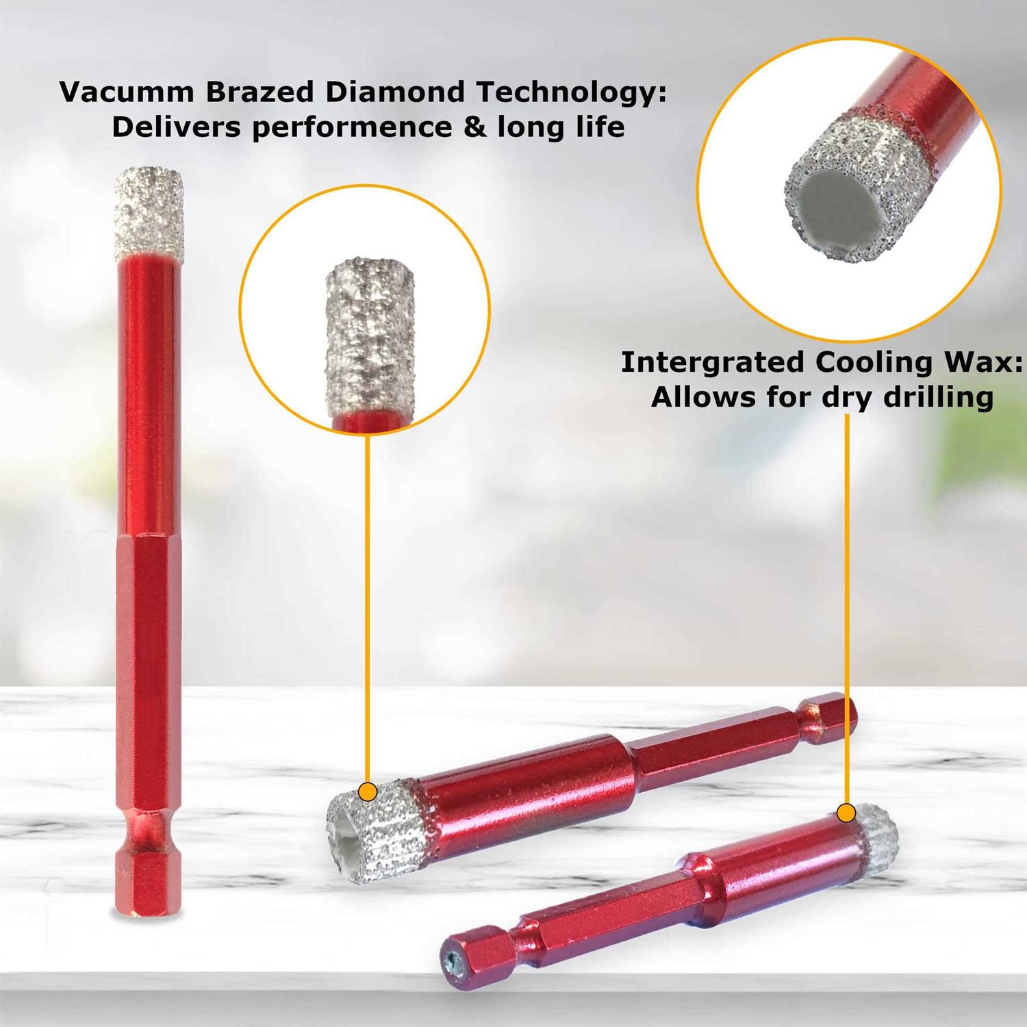 Superior Diamond Tools Dry Diamond Drill Bits 3pcs Quick Change Hex Shank - MT - Mrs Treak