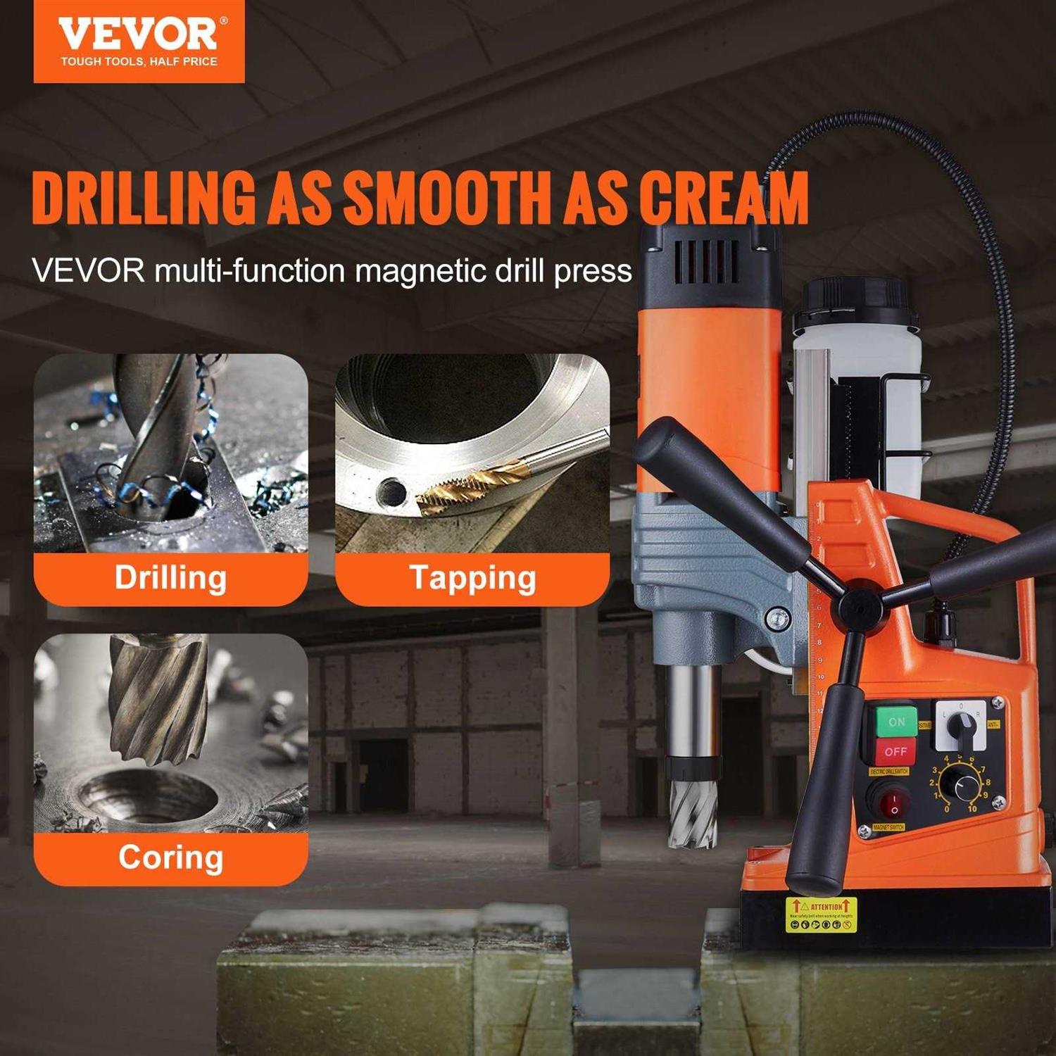 VEVOR Mag Drill Press 1300W 1.57 Boring Diameter 2922lbf Power Portable Magnetic Drill - MT - Mrs Treak