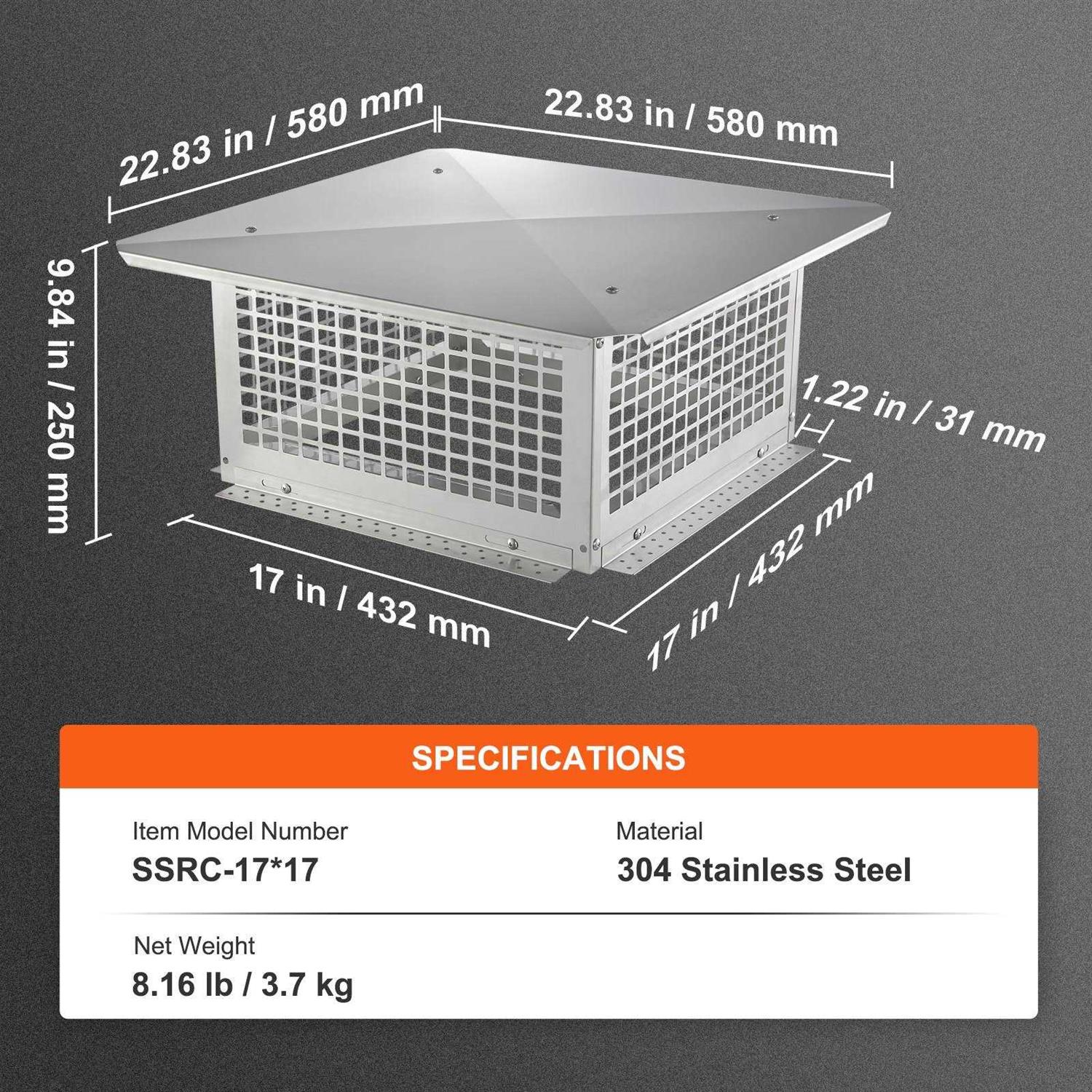 VEVOR Chimney Cap Practical Accessories & Easy Installation - MT - Mrs Treak