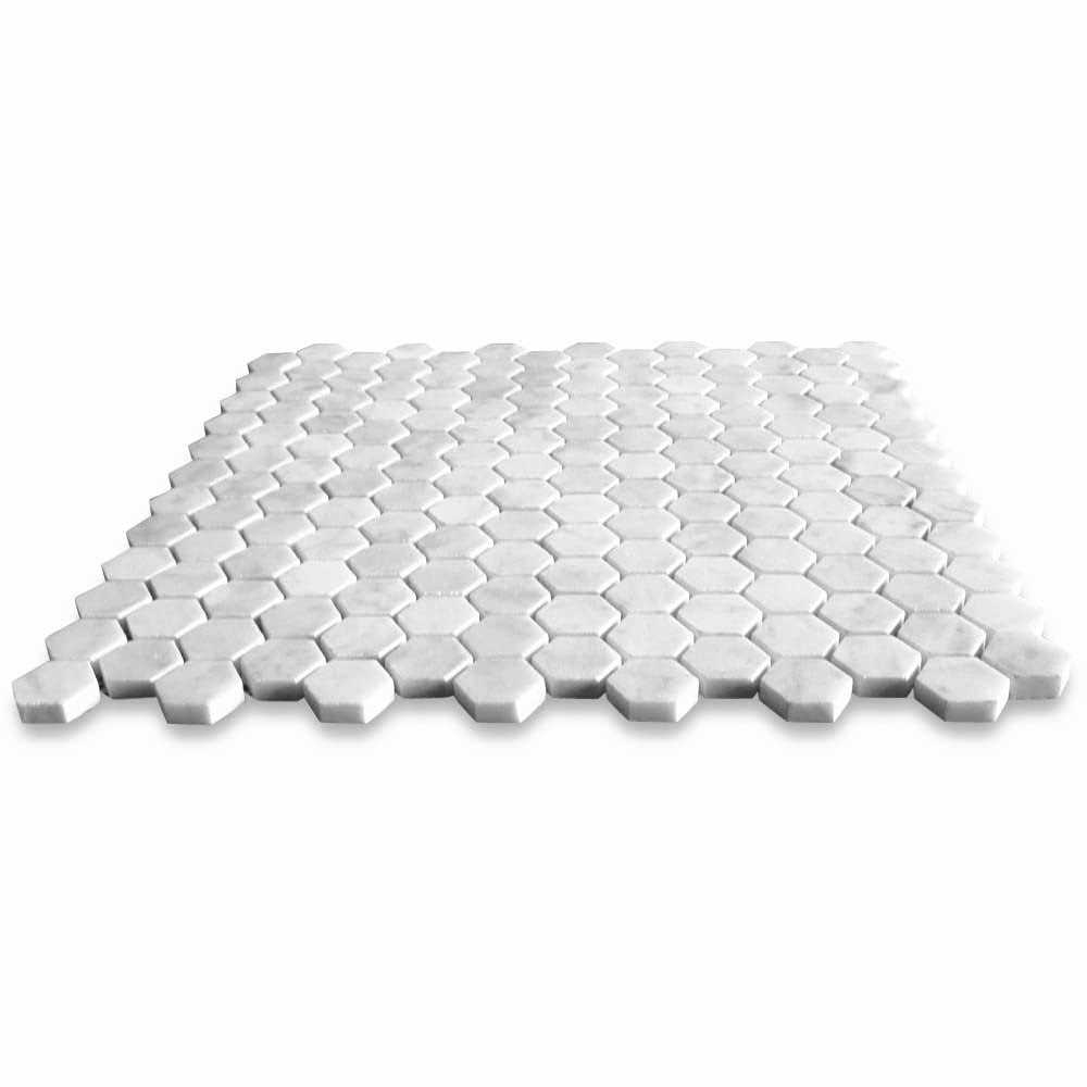 StoneCenterOnline 1 Hexagon Carrera Marble White Carrara Venato Mosaic Tile - MT - Mrs Treak