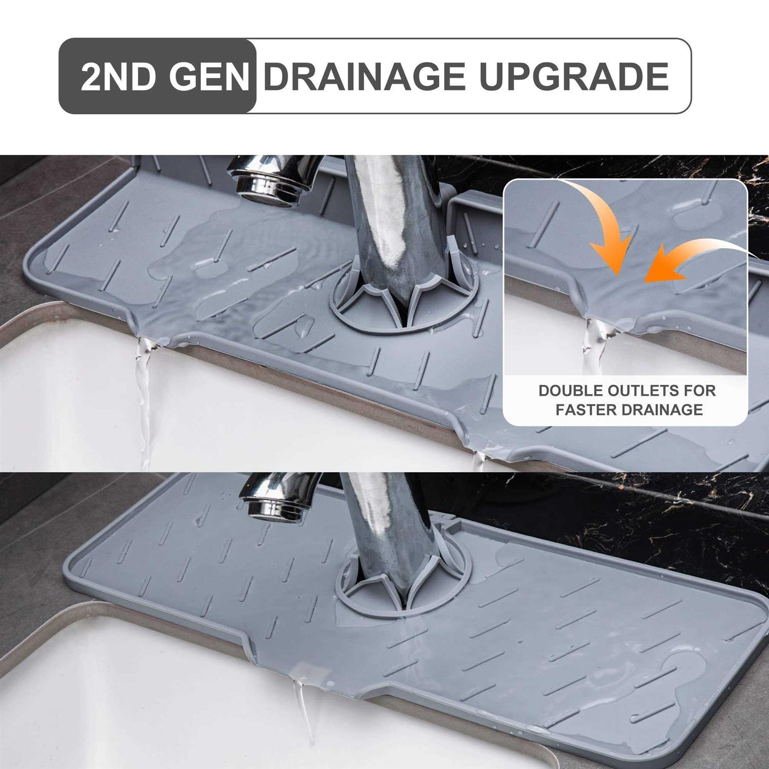 Meiliweser Silicone Sink Splash Guard Gen 2 Slope Upgraded Faucet Mat - MT - Mrs Treak