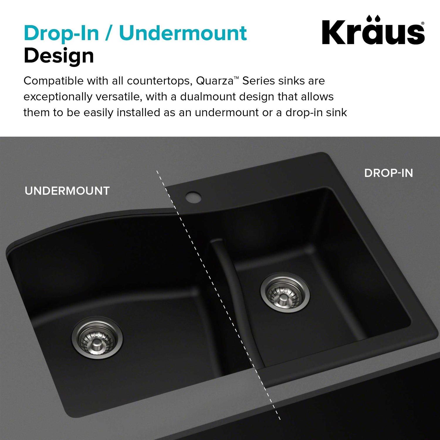 Kraus Quarza 25 Dual Mount Single Bowl Granite Kitchen Sink KGD-441 - MT - Mrs Treak