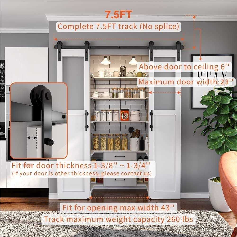 WINSOON Sliding Barn Door Hardware Bypass Double Door Kit for Double Wooden Doors Closet Kitchen Kit - MT - Mrs Treak
