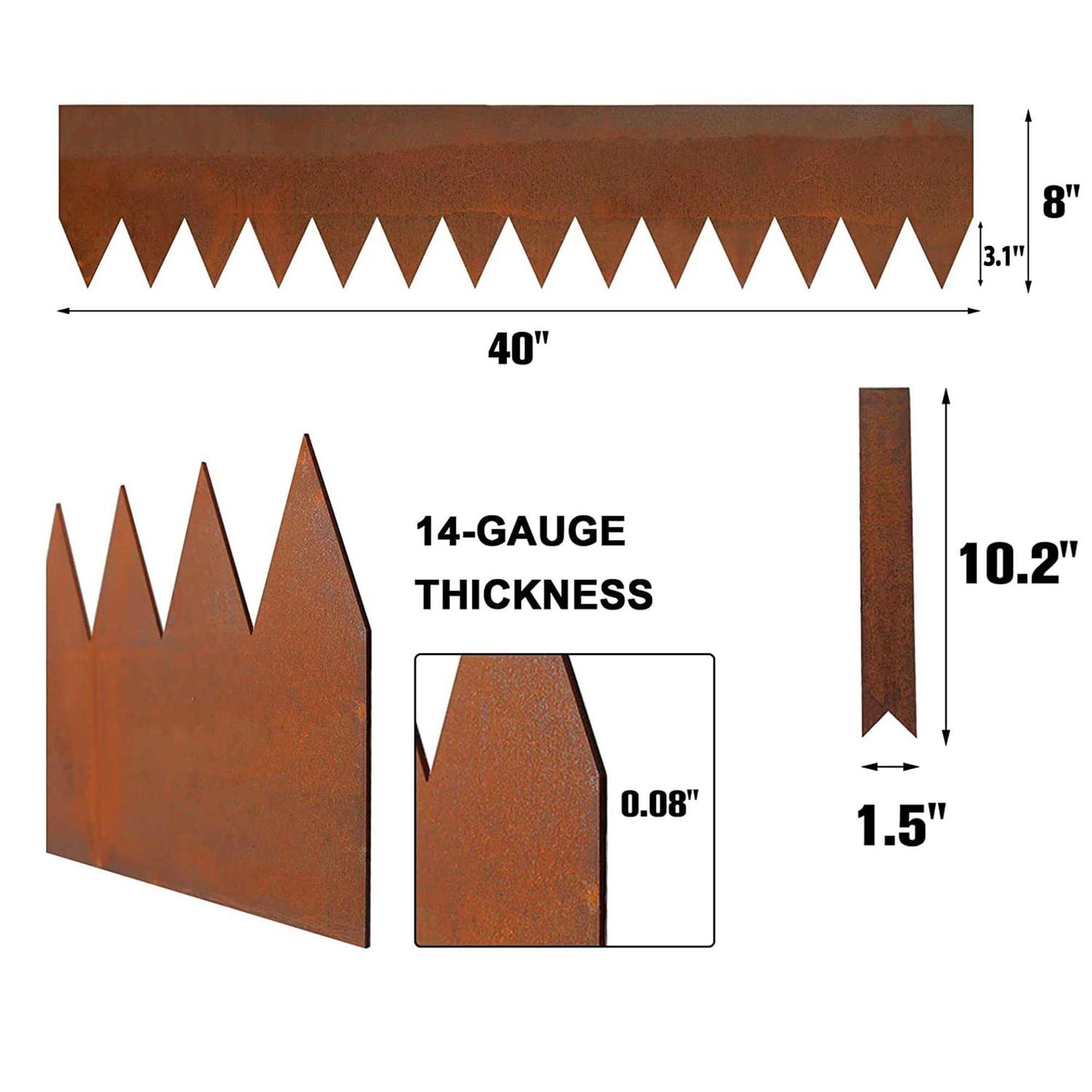 Worth Garden 40 in. x 14-Gauge Cor-Ten Steel Landscape Edging - MT - Mrs Treak