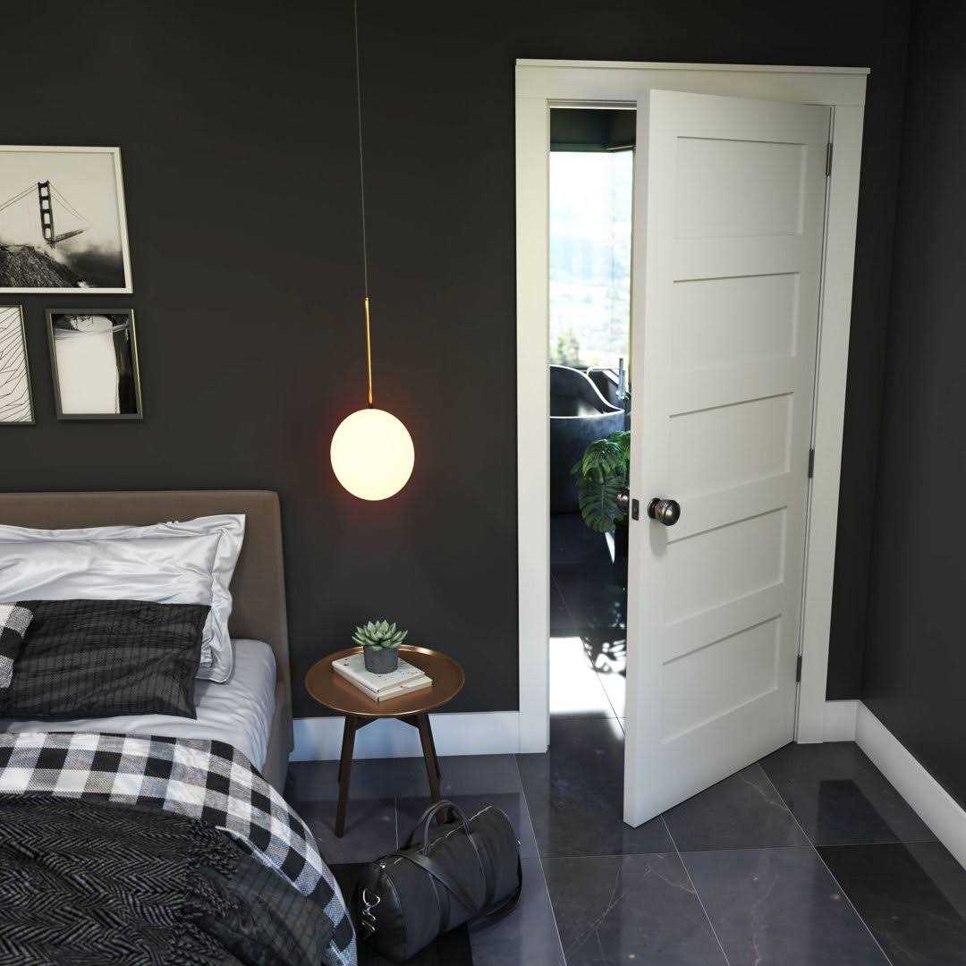 EightDoors 5-Panel Shaker White Primed Solid Wood Core Door - MT - Mrs Treak